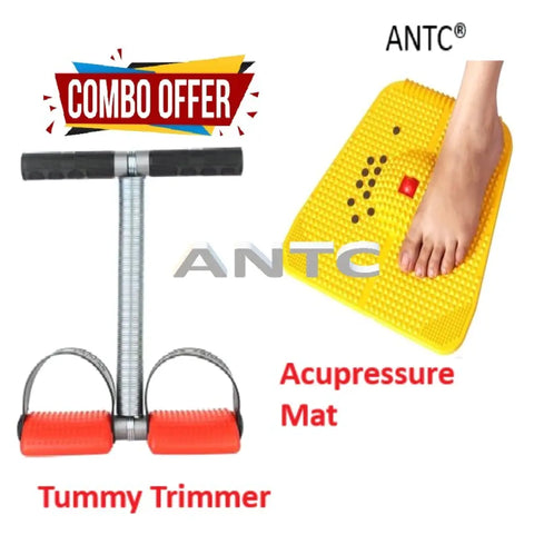 ANTC SINGLE SPRING TUMMY TRIMMER COMBO WITH ACUPRESSURE MAT