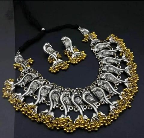 Silver Oxidized Choker Set