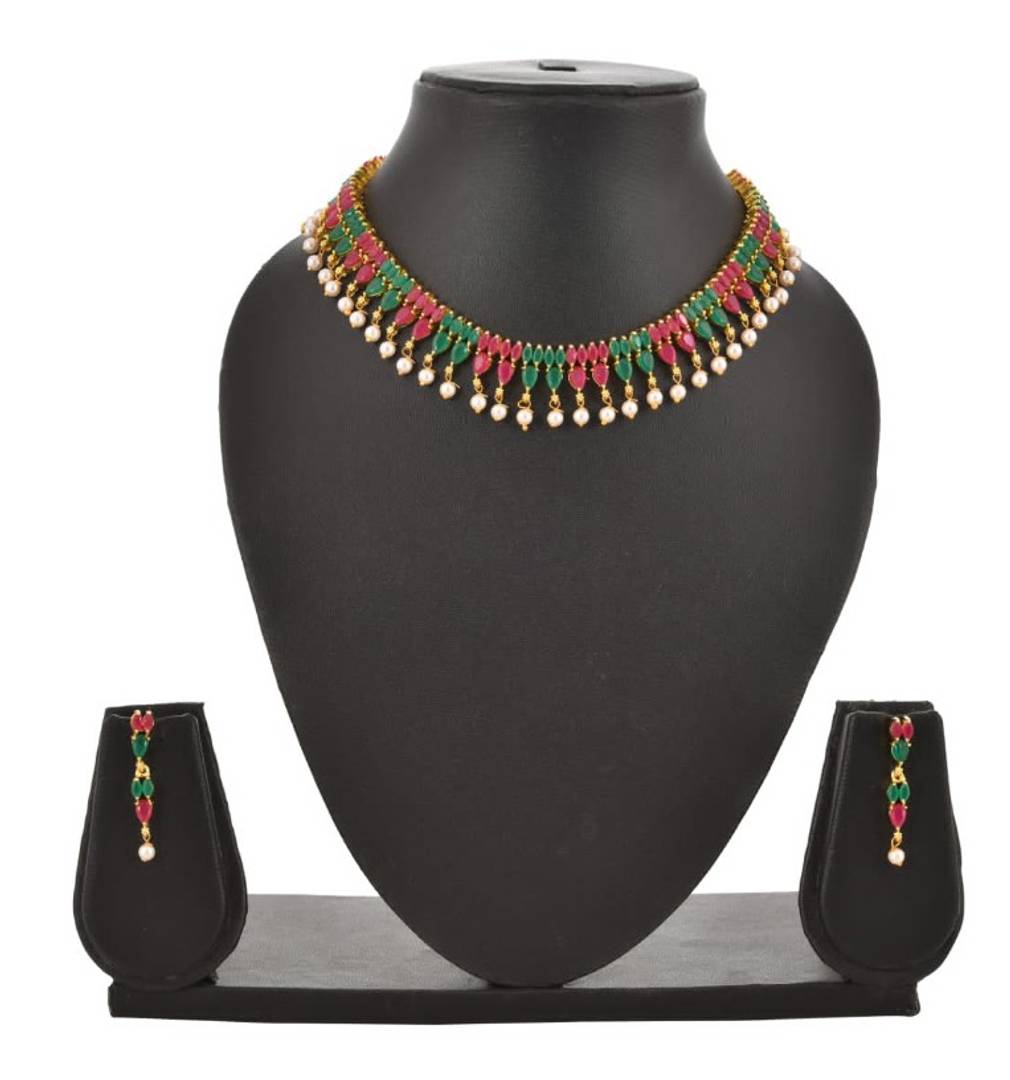 Multicolor Alloy Stone Necklace Set