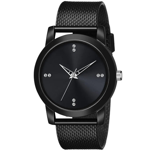 Stylish and Trendy Black Silicone Strap Analog Watch for Men's