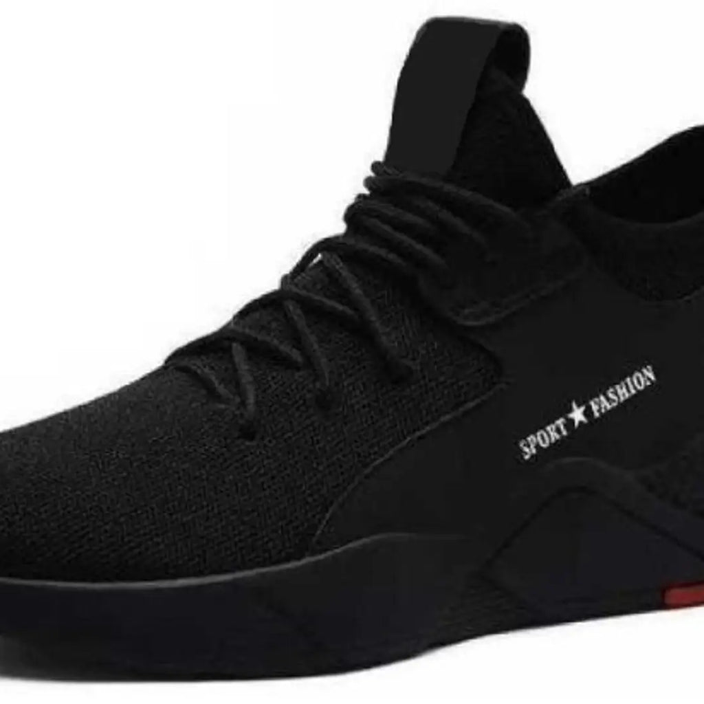 Mens Elegant Black Fabric Sports Shoes