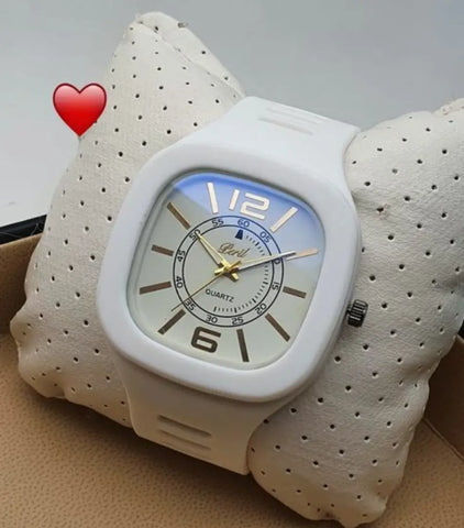 Stylish Silicone Strap White Analog Watch For Men