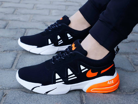 Stylish Black Self Design Sports Shoes For Men