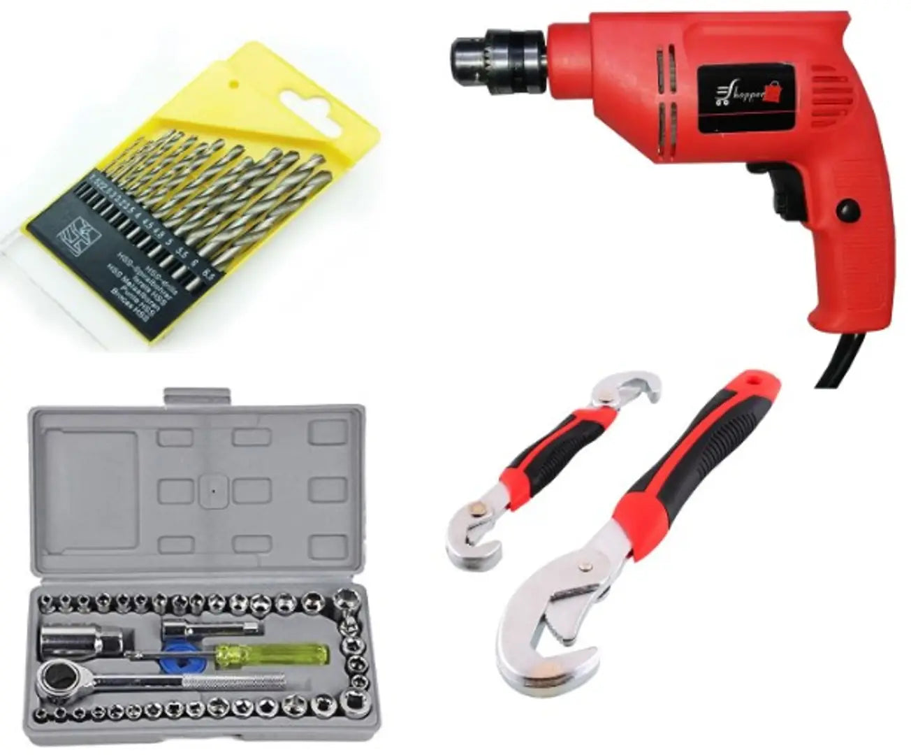 Powerful Drill Machine With 13Pcs Drill Bit Set And 40 Pcs Toolkit Screwdriver Set With Snap Grip