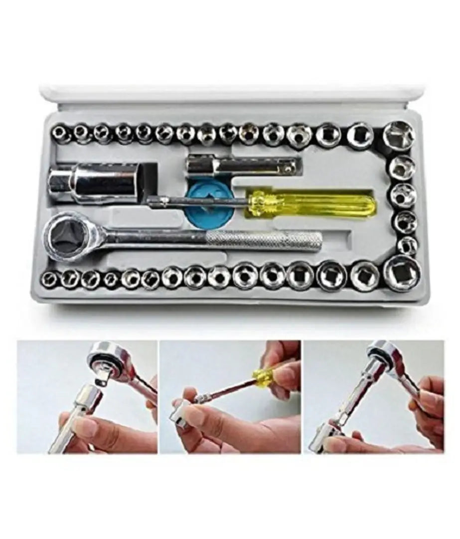 Powerful Drill Machine With 13Pcs Drill Bit Set And 40 Pcs Toolkit Screwdriver Set With Snap Grip