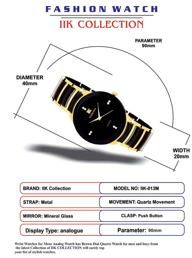 Black Analog Metal Trendy Watch