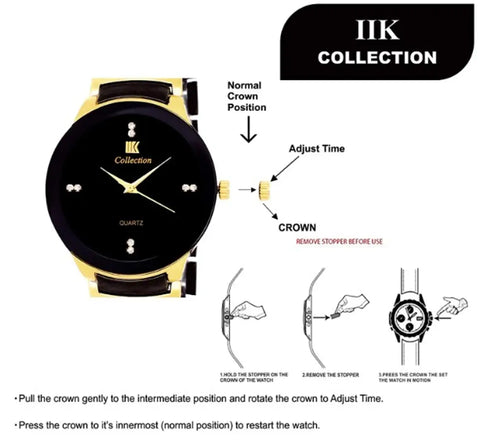 Black Analog Metal Trendy Watch