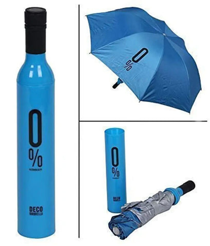 Windproof Double Layer Umbrella with Bottle Cover Umbrella for UV Protection  Rain Umbrella for Men  Women Umbrella  (Blue)