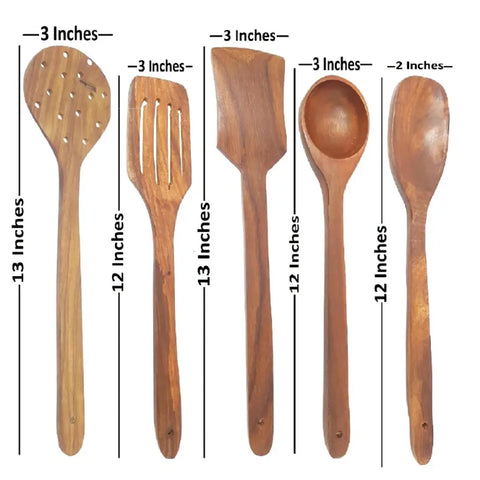 Handicraft Wooden Ladle Set Of (5)