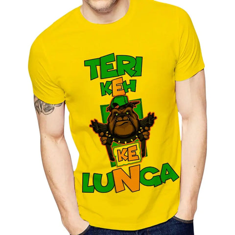 YEllow Printed Polyester Round Neck T-Shirt