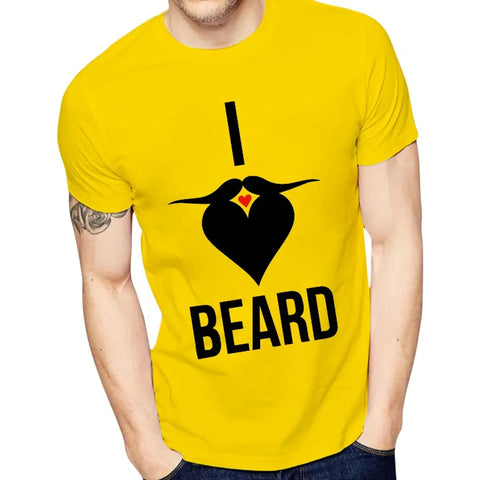 Yellow Printed Polyester Round Neck T-Shirt