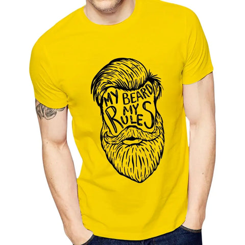 Yellow Printed Polyester Round Neck T-Shirt