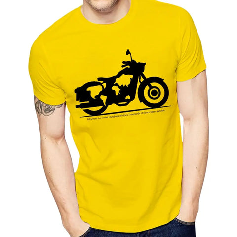 Yellow Printed Polyester Round Neck T-Shirt