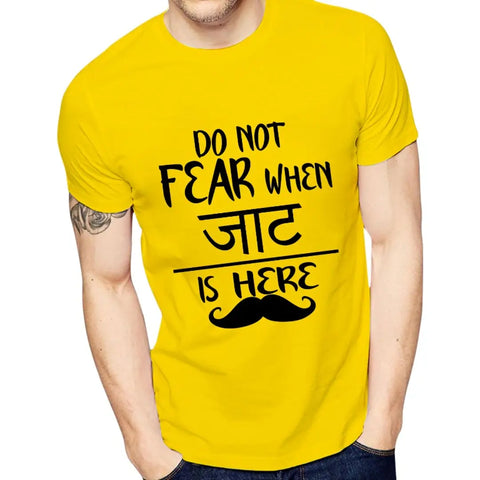Yellow Printed Polyester Round Neck T-Shirt