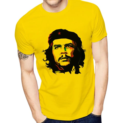 Yellow Printed Polyester Round Neck T-Shirt