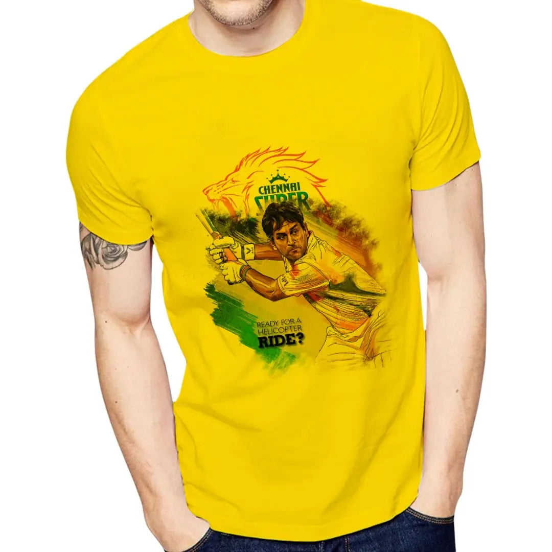 Yellow Printed Polyester Round Neck IPL T-Shirt
