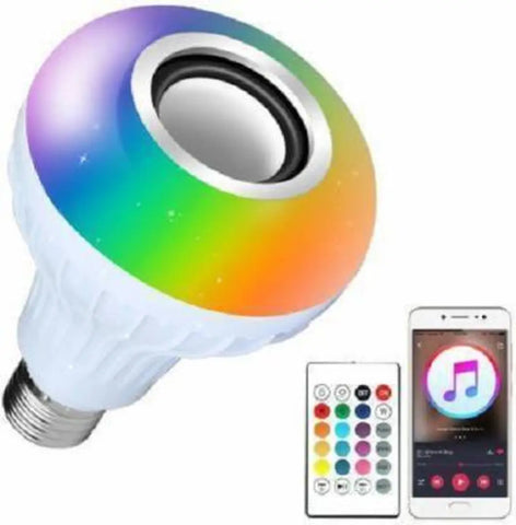 Wireless E27 20-Watts LED RGB Bluetooth Speaker Bulb - Music Playing Light changing Lamp with Remote Controller (White, Stereo Channel, Pack of 1)