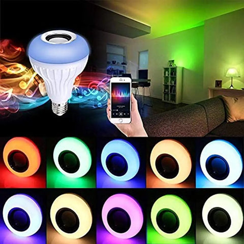 3 in 1 12W Led Bulb with Bluetooth Speaker Music Light Bulb B22 + Rgb Light Ball Bulb Colorful with Remote Control for Home, Bedroom, Living Room, Party Decoration