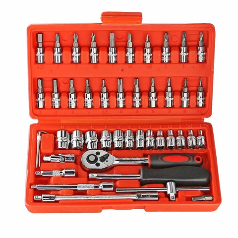 Shopper52 46-in-1 Pcs Kit and Screwdriver and Multi-Purpose Combination Tool Case Precision Socket Set- 46PCTK