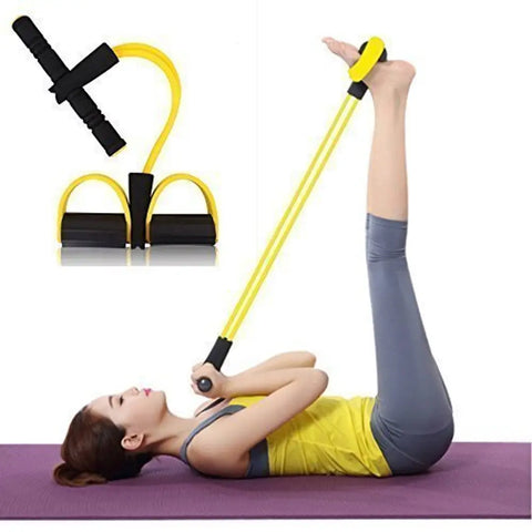Tummy Trimmer For Men  Women, Waist Fat Buster, Abs Exercise,4 Tube Pull Reducer Ab Exerciser (Yellow, Black)