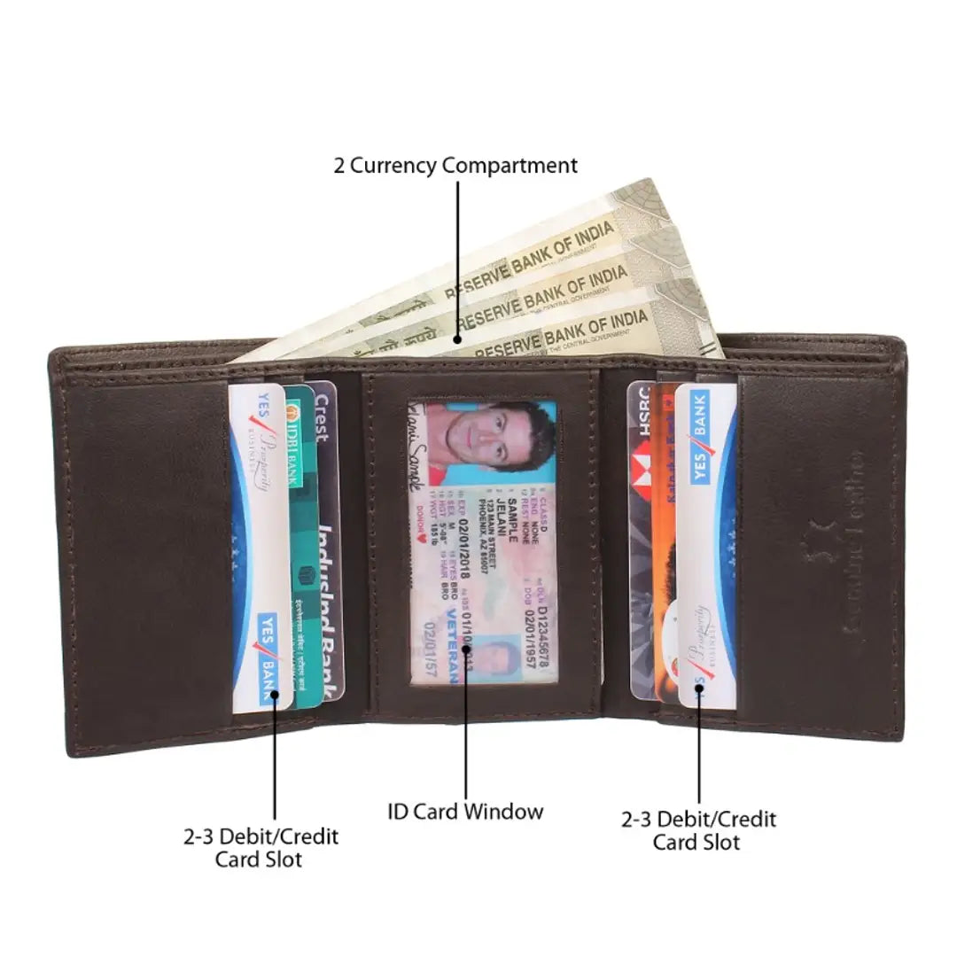 MEN'S LEATHER THREE FOLD WALLET