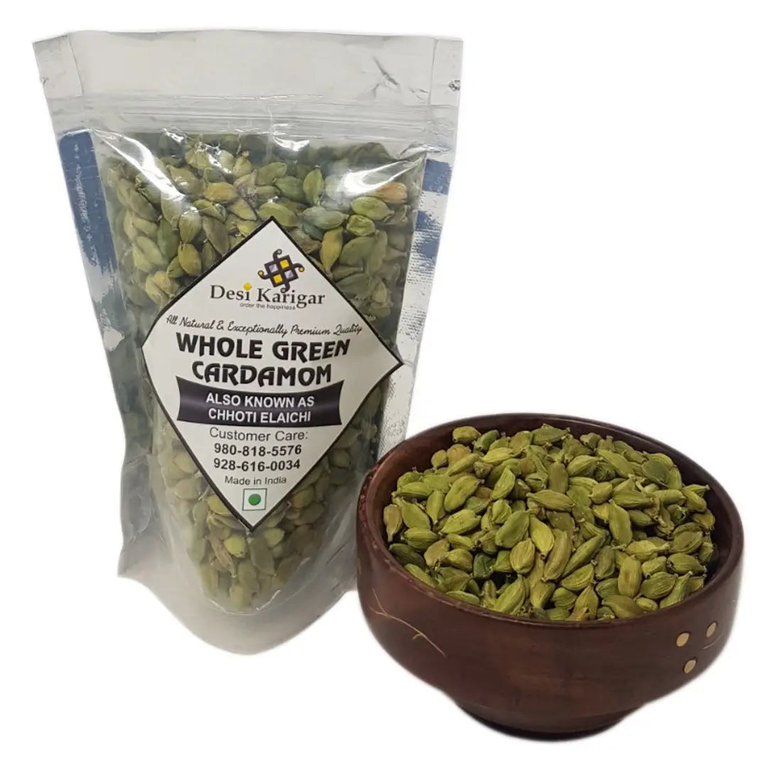 Whole green Cardamom (Chhoti Elaichi) - 100 gm Pack