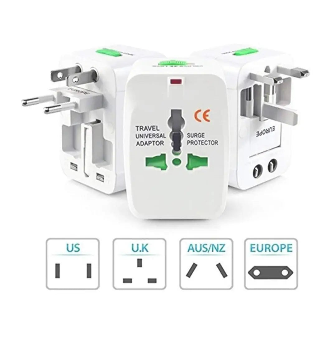 Universal International World Wide Travel Adapter Plug (Europe/UK/US/China/India) All in One Universal Travel Adapter Plug Surge Protector (White)