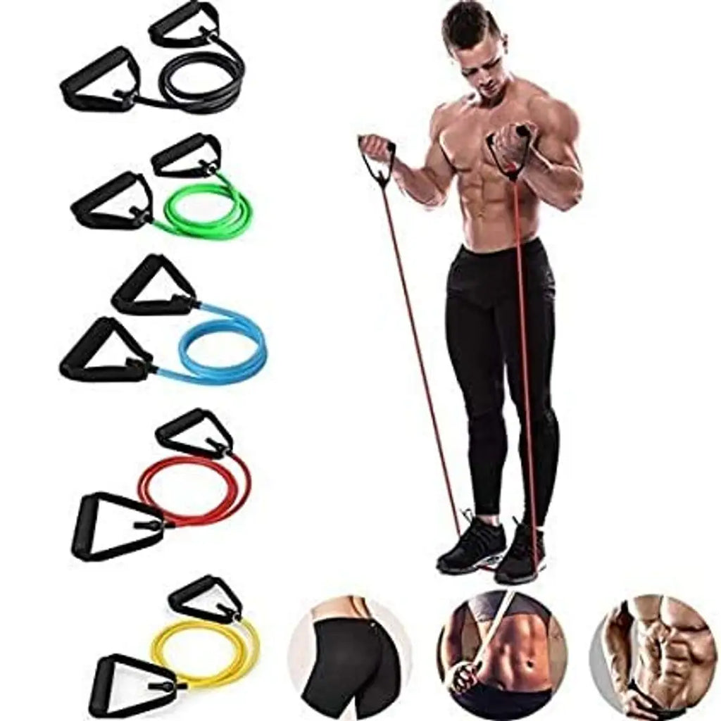 Toning Tube Resistance Band Multi Exercise for Workout Unisex (Multicolour)