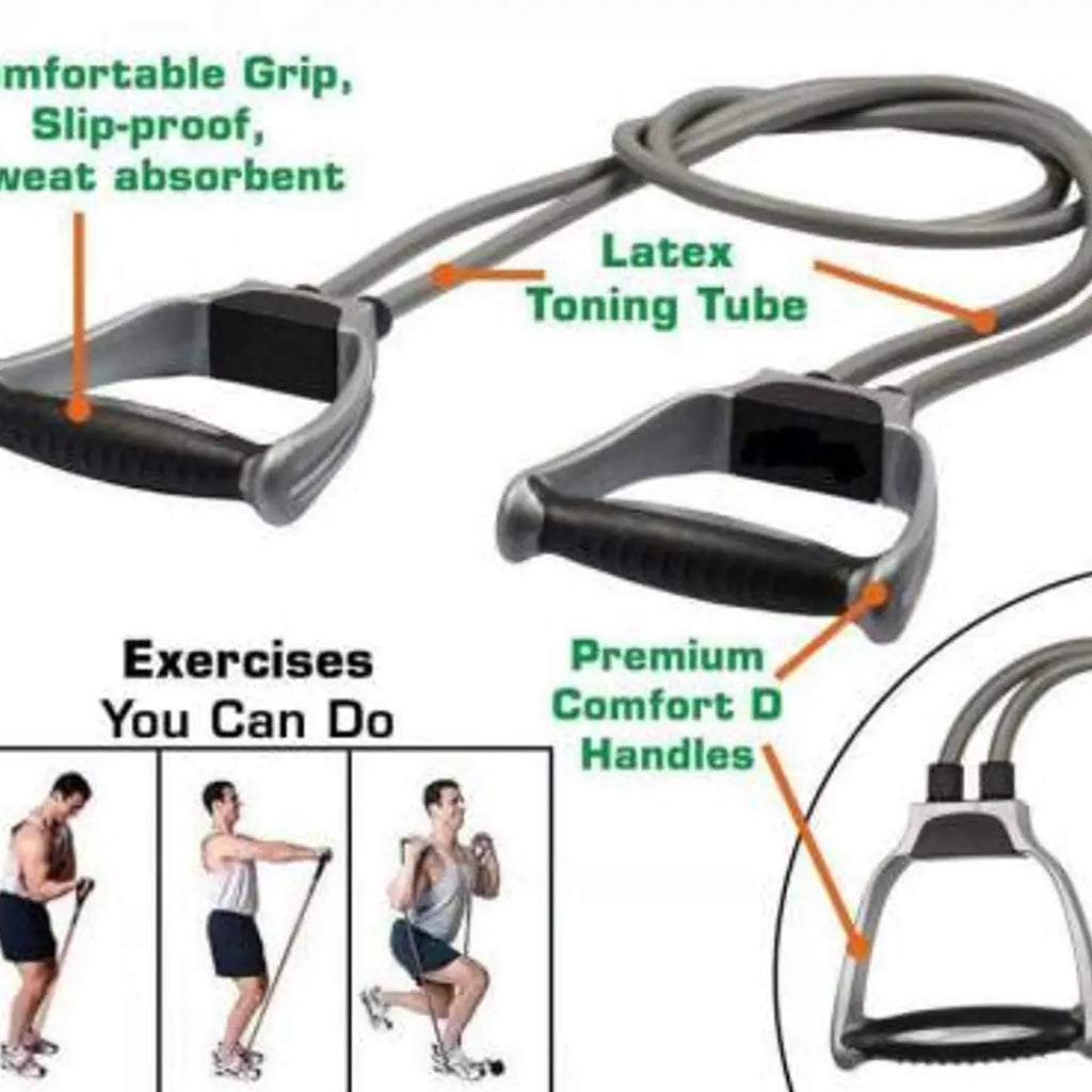 Double Toning Resistance Tube Exercise Band for Stretching, Full Body Workout for Men and Women
