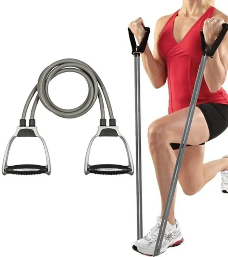 Double Toning Resistance Tube Exercise Band for Stretching, Full Body Workout for Men and Women