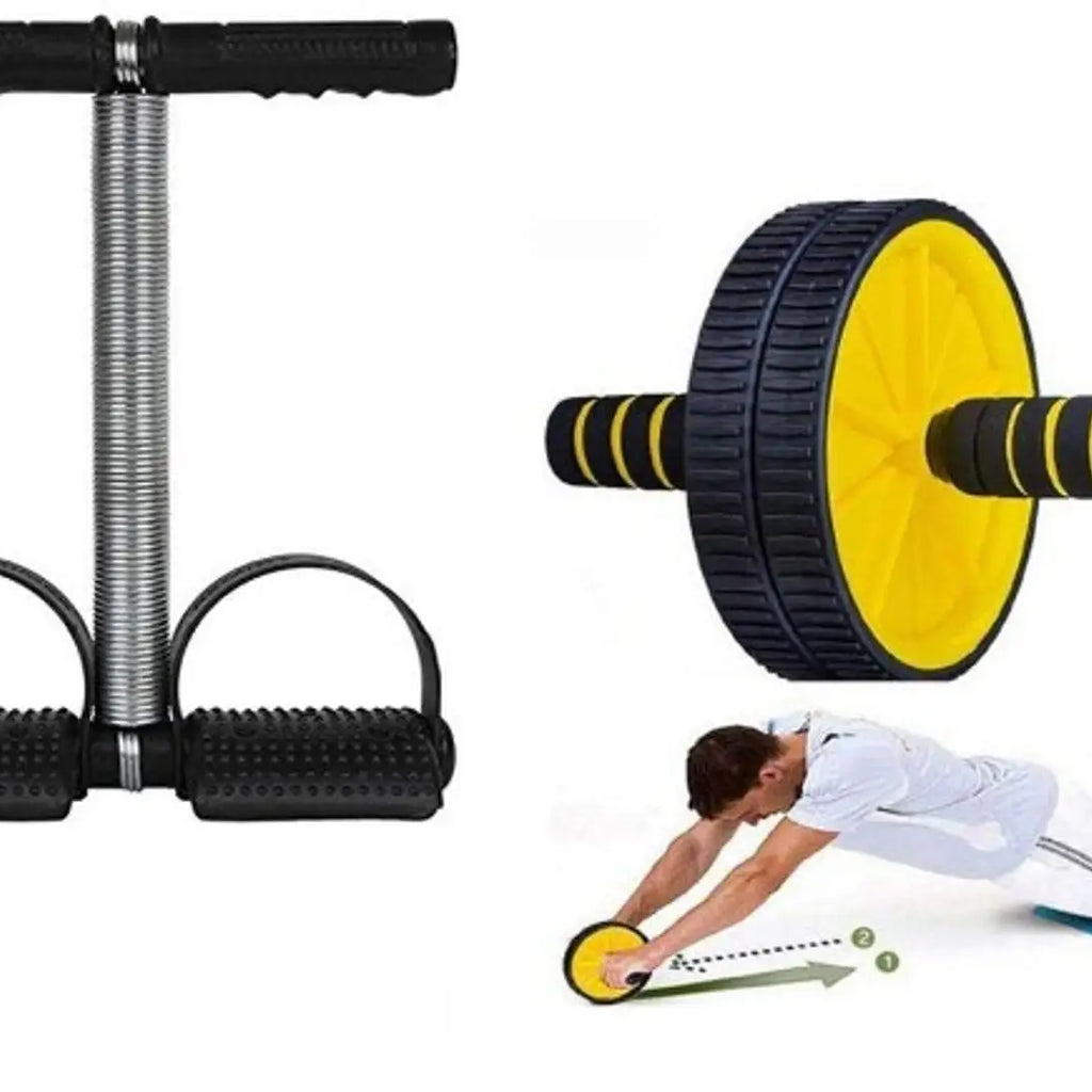 Combo AB Wheel with Single Black Steel Tummy Trimmer