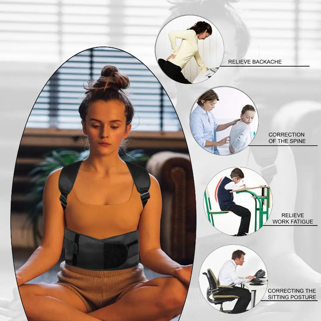 Quefit Premium Magnetic Back Brace Posture Corrector Therapy Shoulder Belt for Lower and Upper Back Pain Relief with Magnetic Plates at back Back Support Man and Woman