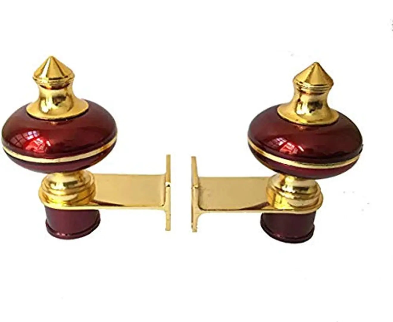 Sun Shield Zinc Alloy Antique Mandir Wine Gold Finish Curtain Bracket Window Curtains Holder Support for Window and Door Fitting- 1 Inch, Maroon, 2 Set , 4 Pieces