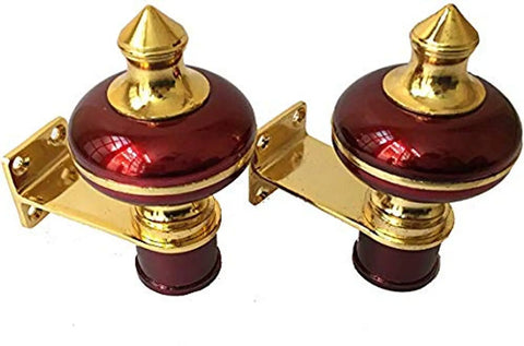 Sun Shield Zinc Alloy Antique Mandir Wine Gold Finish Curtain Bracket Window Curtains Holder Support for Window and Door Fitting- 1 Inch, Maroon, 2 Set , 4 Pieces