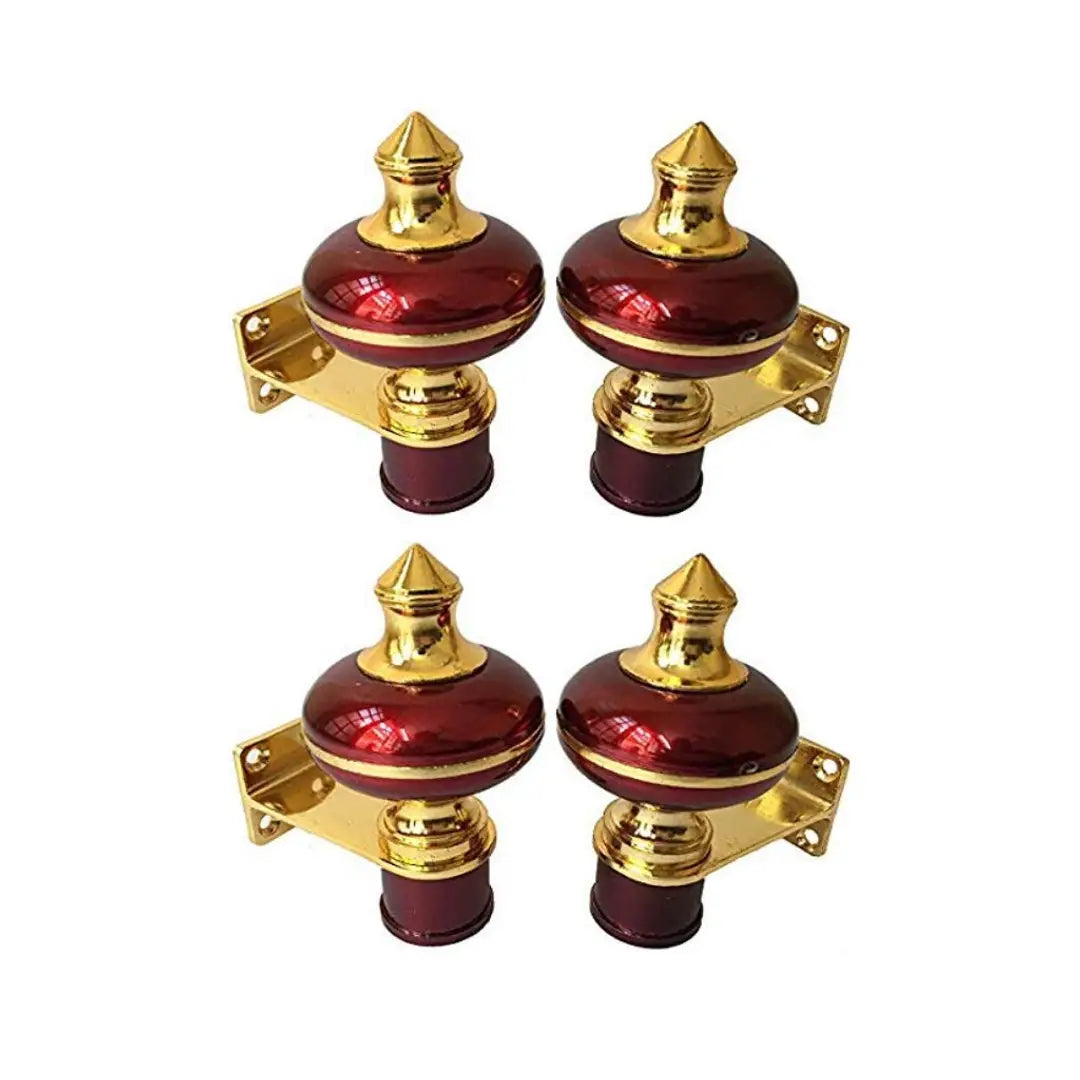 Sun Shield Zinc Alloy Antique Mandir Wine Gold Finish Curtain Bracket Window Curtains Holder Support for Window and Door Fitting- 1 Inch, Maroon, 2 Set , 4 Pieces