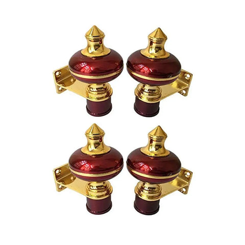 Sun Shield Zinc Alloy Antique Mandir Wine Gold Finish Curtain Bracket Window Curtains Holder Support for Window and Door Fitting- 1 Inch, Maroon, 2 Set , 4 Pieces