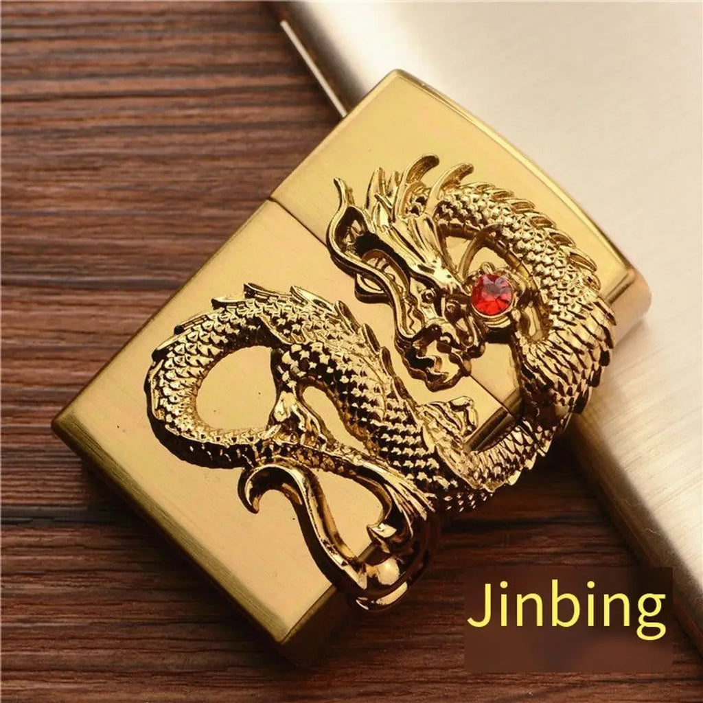 Vaishnavii Armor High Polish Golden Elegant Dragon Pocket Lighter