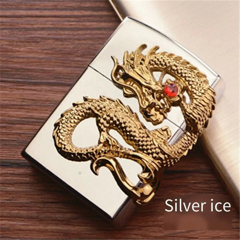 Vaishnavii Armor High Polish Silver Elegant Dragon Pocket Lighter