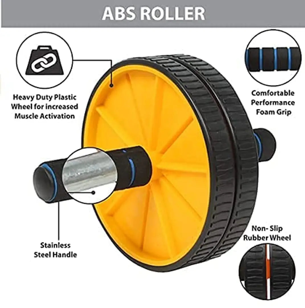 Anti Skid Double Wheel Ab Roller With Knee Mat For Abs Abdominal Core Workout (Men And Women)
