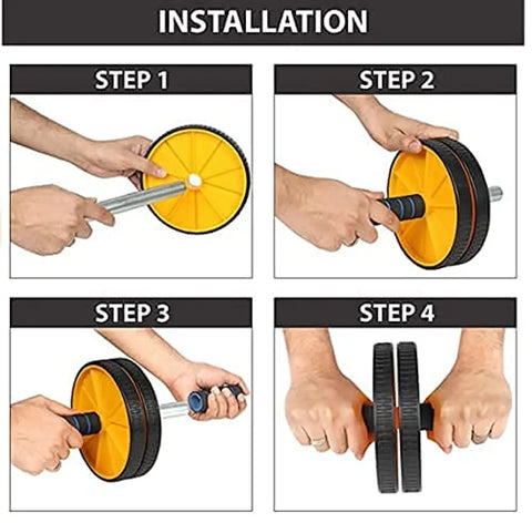 Anti Skid Double Wheel Ab Roller With Knee Mat For Abs Abdominal Core Workout (Men And Women)