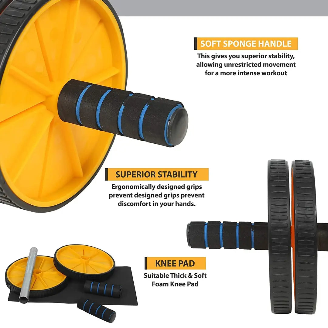 Anti Skid Double Wheel Ab Roller With Knee Mat For Abs Abdominal Core Workout (Men And Women)