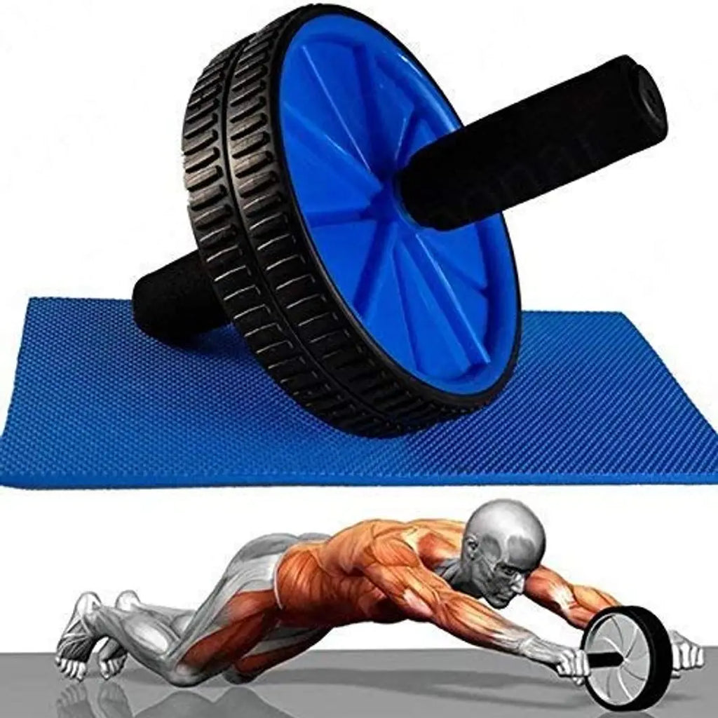Anti Skid Double Wheel Ab Roller With Knee Mat For Abs Abdominal Core Workout (Men And Women)
