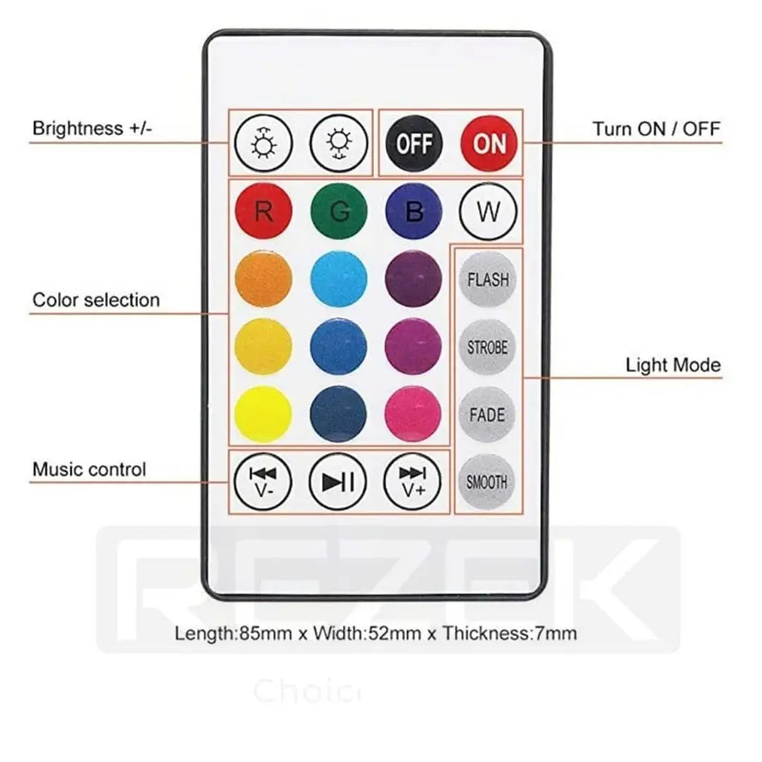 MUSIC LED BULB COLOR CHANGING 24 KEY REMOTE PACK OF 1