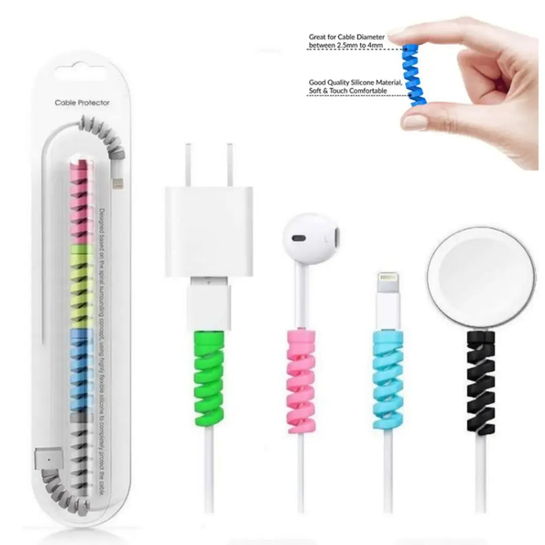 Navdevi Enterprise Spiral Charger Cable Protector Data Cable Saver Charging Cords Protective for All Universal Earph
