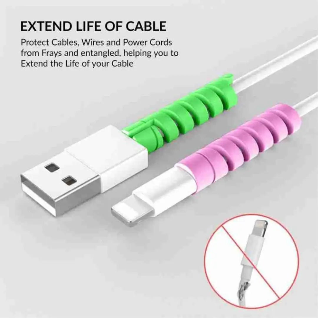 Navdevi Enterprise Spiral Charger Cable Protector Data Cable Saver Charging Cords Protective for All Universal Earph