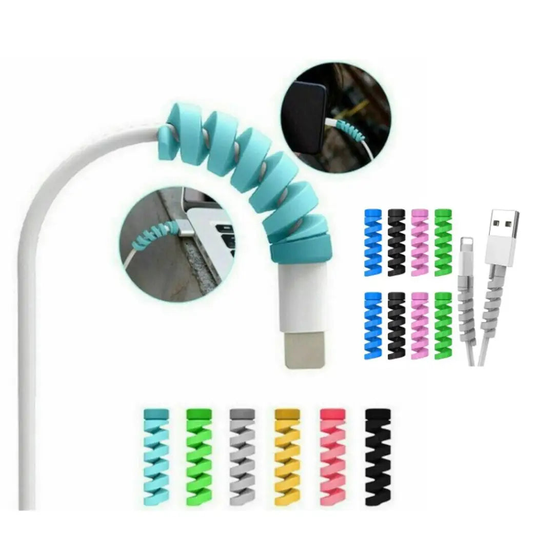 Navdevi Enterprise Spiral Charger Cable Protector Data Cable Saver Charging Cords Protective for All Universal Earph