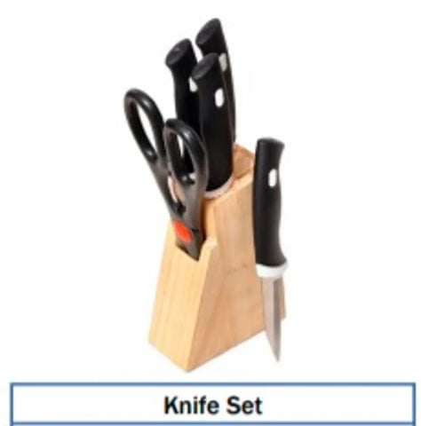 knife set with wooden stand