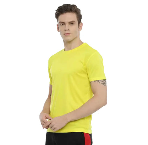 Stylish Fancy Yellow Round Neck T-Shirts For Men