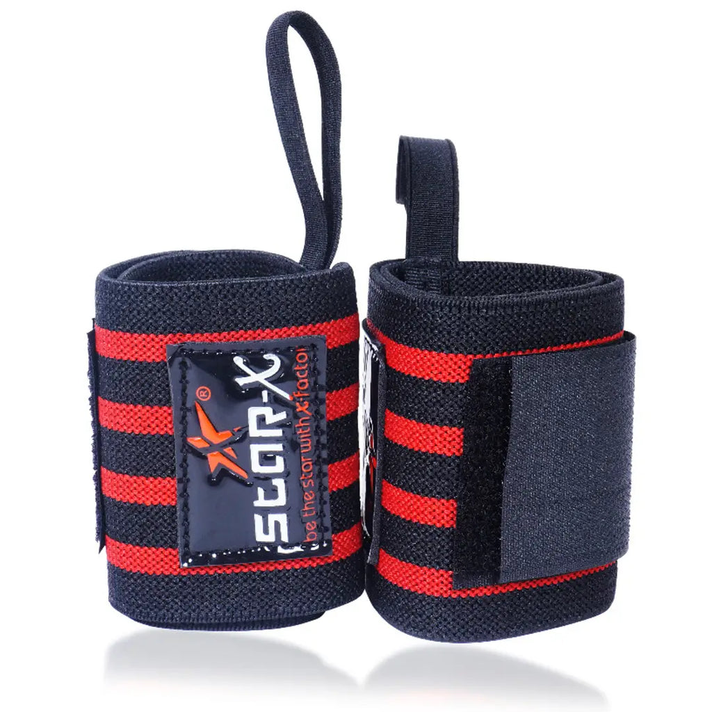 Star X Weight Lifting Wrist Support (Pack of 2) Wrist Band Training Hand Bands Red Ankle Support