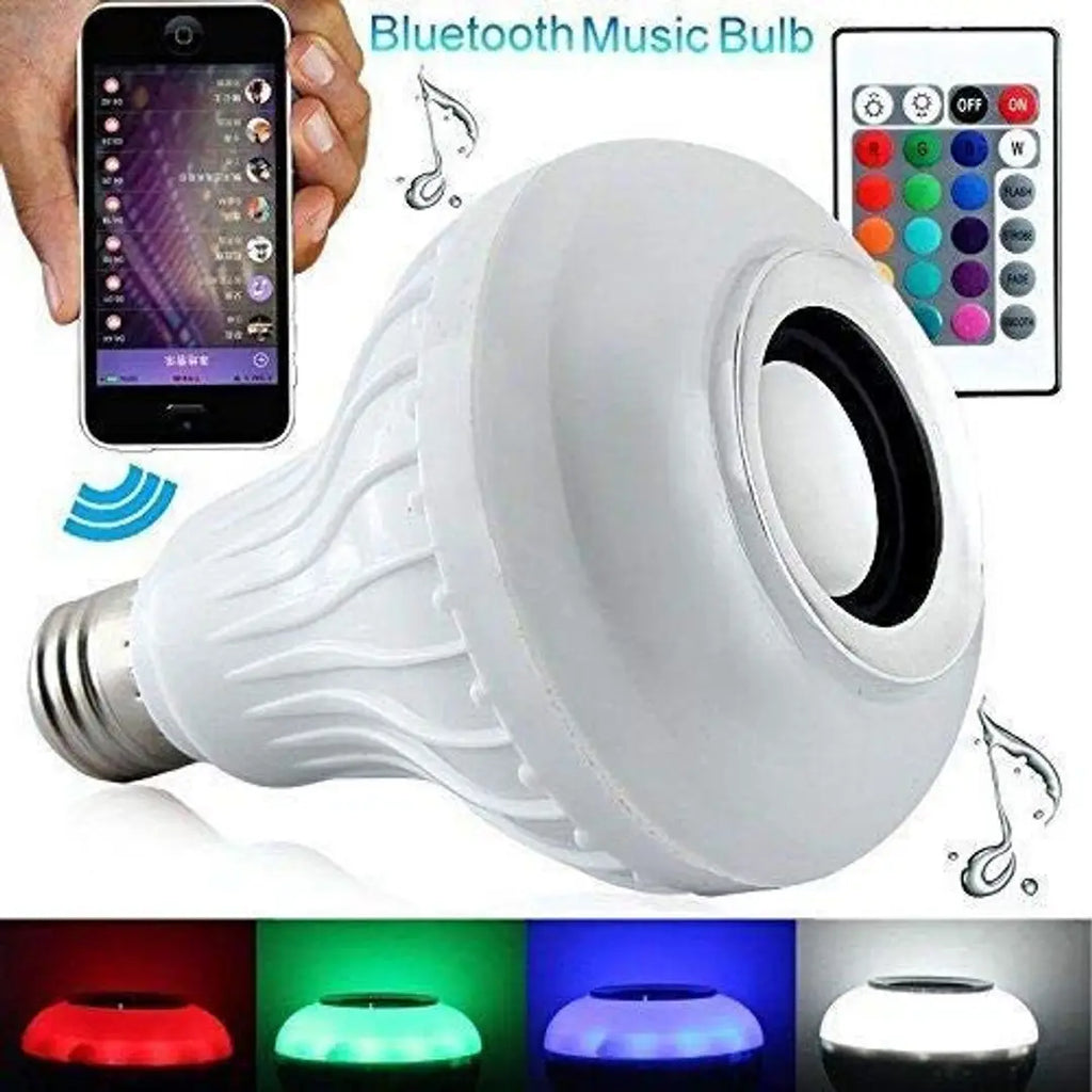 HUG PUPPY Led Bulb with Bluetooth Speaker Music Light Bulb + RGB Light Ball Bulb Colorful Lamp with Remote Control for Home,Bedroom,Living Room,Party Compatible for All Device Smart Bulb